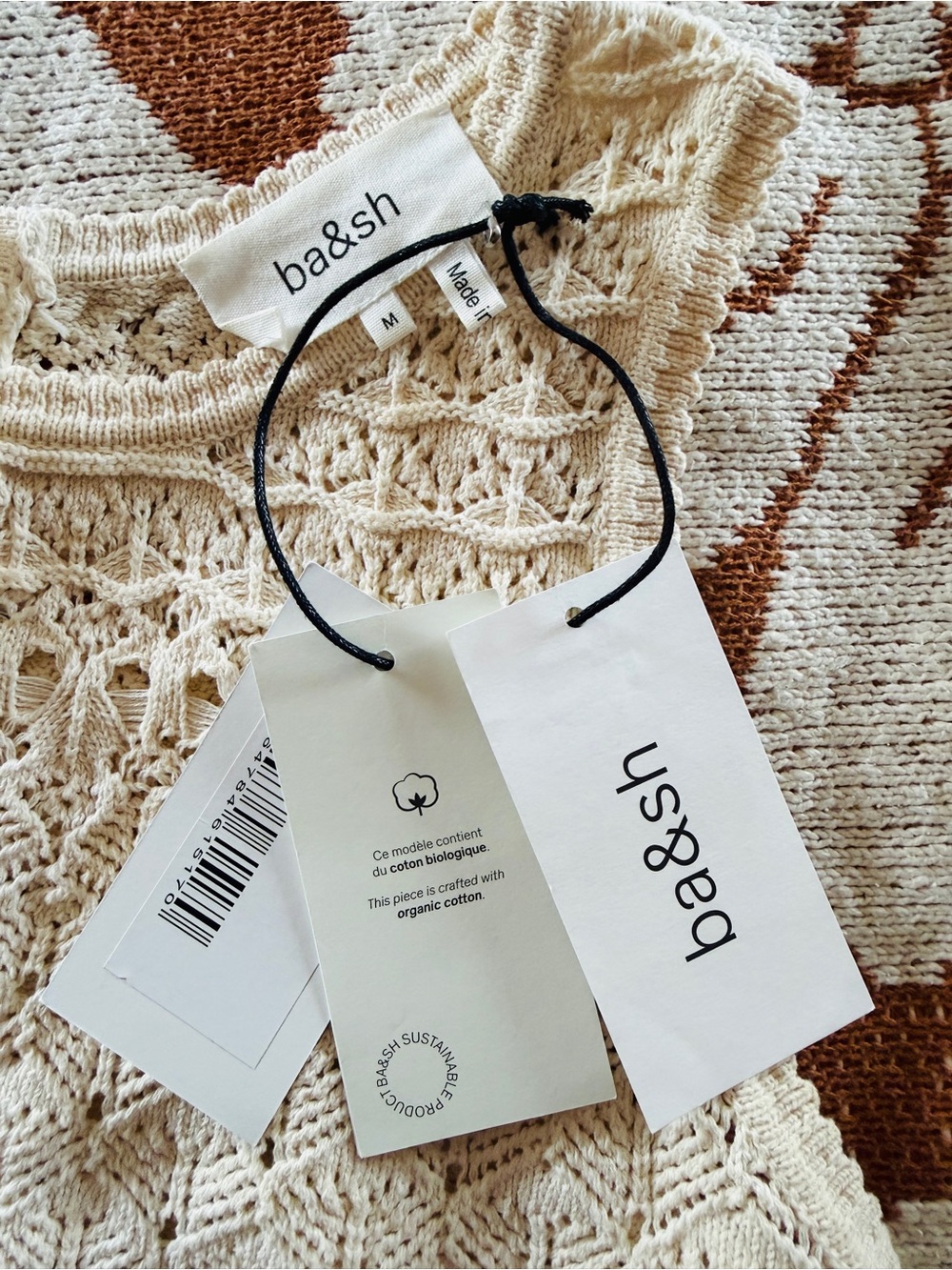 Organic Cotton ✨Crochet Button-Back ✨Crop Tank Top in Cream✨ - Picture 13 of 15